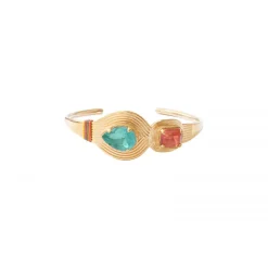 Adjustable Sun Bangle Bracelet - Turquoise and Pink