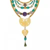 Adjustable Tiki bib necklace - turquoise