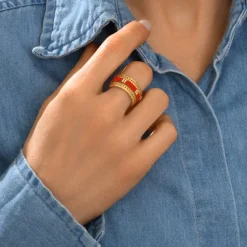 Alicudi adjustable medium ring - red