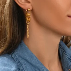 Alicudi pierced metal stud earrings - gold