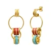 Alicudi pierced stud earrings - turquoise and coral
