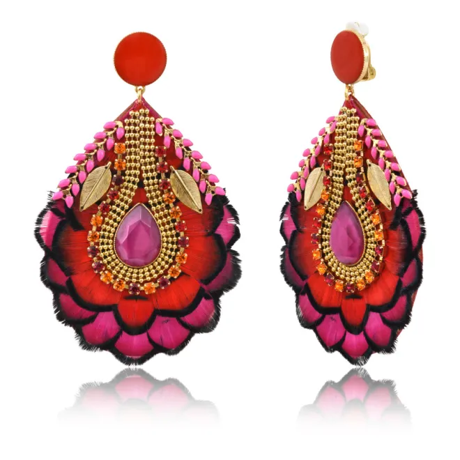 Alizia clip-on earrings - fuchsia pink