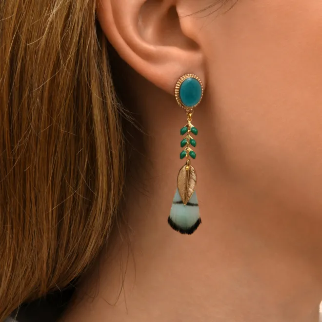 Alizia pierced stud earrings in gold-tone metal - blue