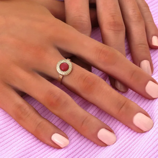 Angelique adjustable thin ring - red