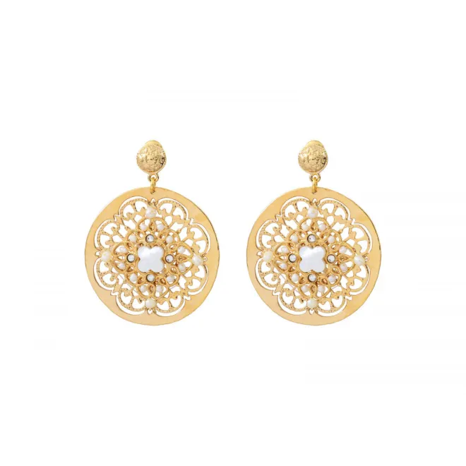 Angelique fine stud earrings - white