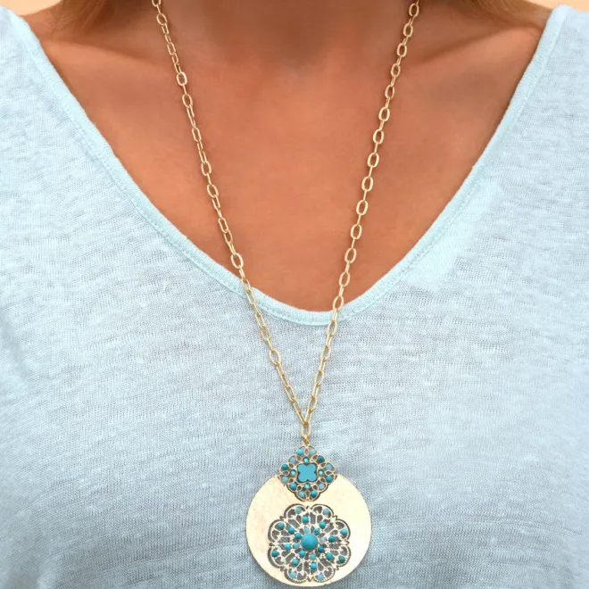 Angelique long necklace - turquoise