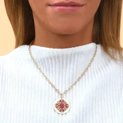 Angelique Pendant Chain Necklace - Red