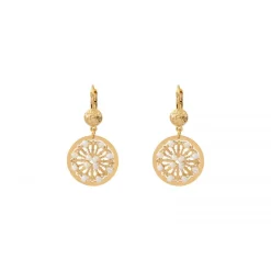 Angelique round sleeper earrings - white