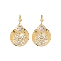 Angelique wide sleeper earrings - white