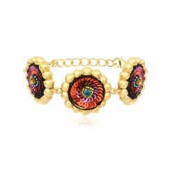 Angèle adjustable chain bracelet - orange and purple