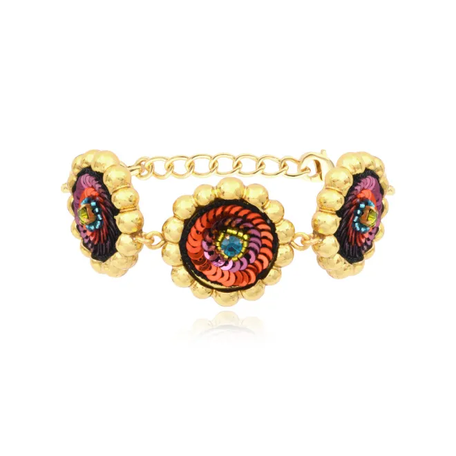 Angèle adjustable chain bracelet - orange and purple