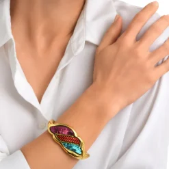 Angèle bangle bracelet - orange and purple