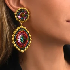Angèle clip-on earrings - orange and purple