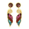 Angèle long clip-on earrings - orange and purple