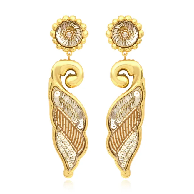 Angèle long clip-on earrings - gold
