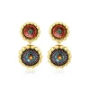 Angèle round clip-on earrings - orange and purple