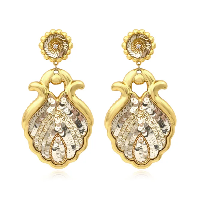 Angèle wide clip-on earrings - gold