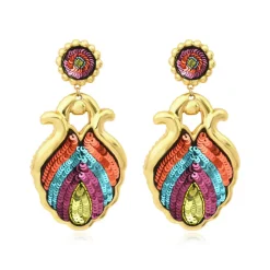 Angèle wide clip-on earrings - orange and purple