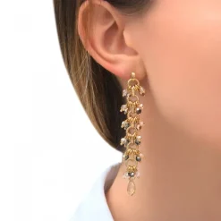 Annella gold-plated stud drop earrings