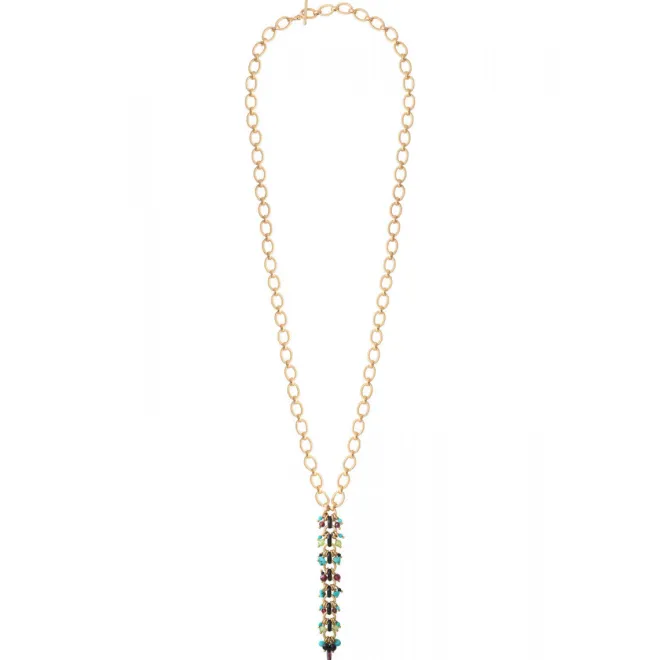Annella long necklace - red and turquoise