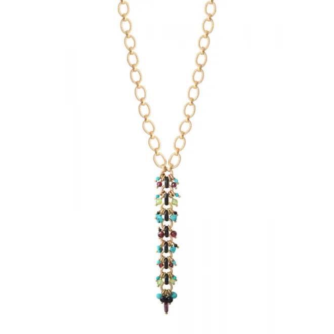 Annella long necklace - red and turquoise