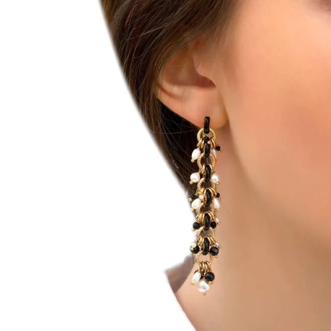Annella pierced stud earrings - black