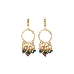 Annella sleeper earrings - red and turquoise