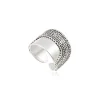 Ashanti adjustable wide ring – silver