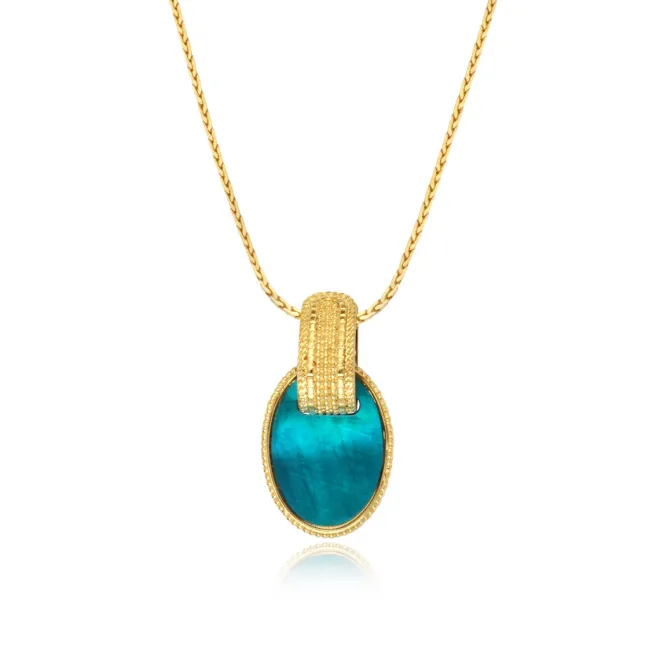 Ashanti braided chain pendant necklace – turquoise and green