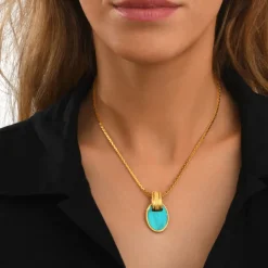 Ashanti braided chain pendant necklace – turquoise and green