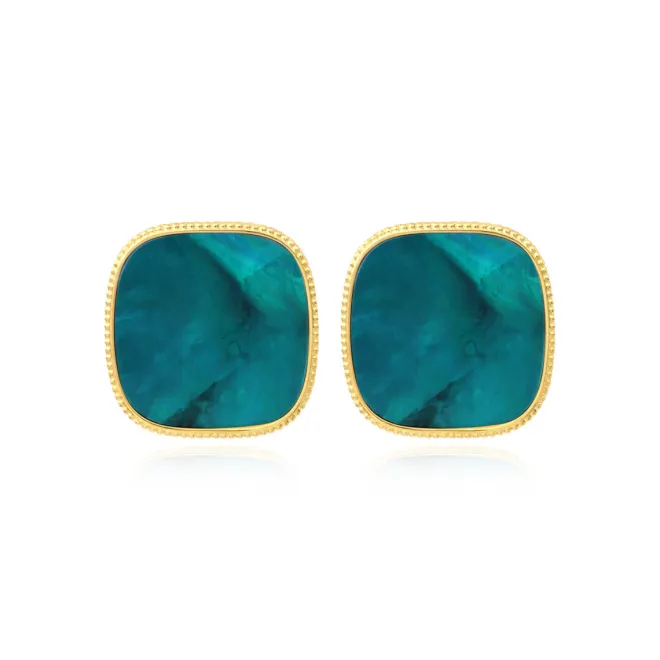 Ashanti clip-on earrings – turquoise and green