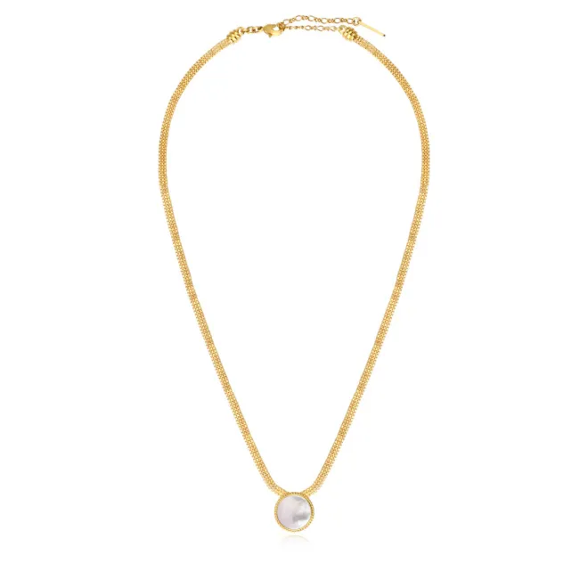 Ashanti flat chain pendant necklace – white