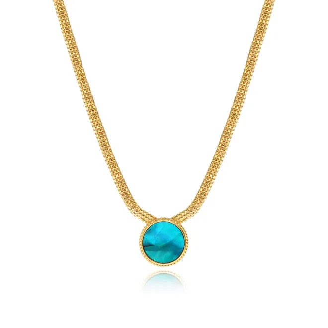 Ashanti flat chain pendant necklace – turquoise and green