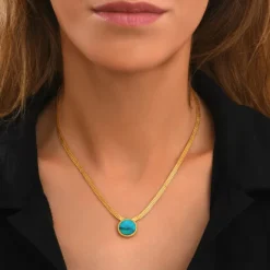 Ashanti flat chain pendant necklace – turquoise and green