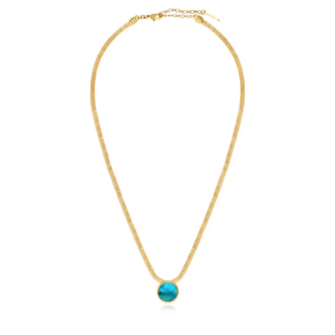 Ashanti flat chain pendant necklace – turquoise and green