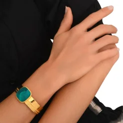 Ashanti medium adjustable bangle bracelet – turquoise and green