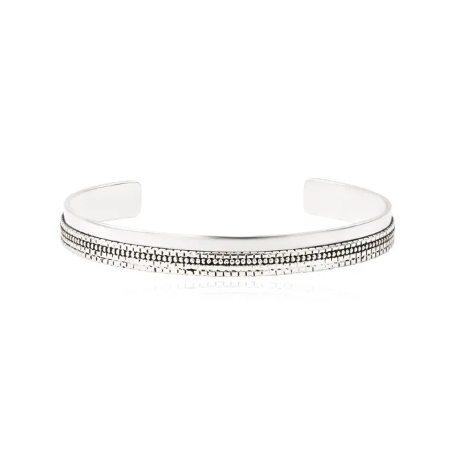 Ashanti medium adjustable bangle bracelet – silver