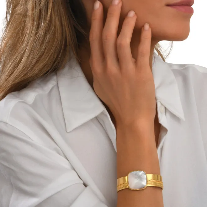 Ashanti medium adjustable bangle bracelet – white