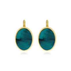 Ashanti oval sleeper earrings – turquoise and green
