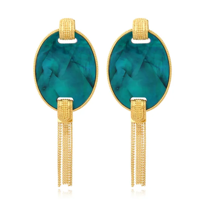 Ashanti pierced stud earrings – turquoise and green