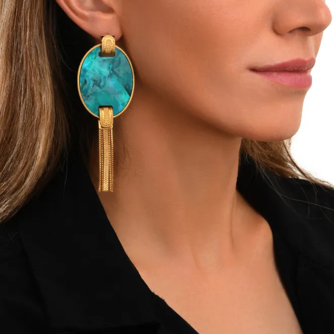 Ashanti pierced stud earrings – turquoise and green