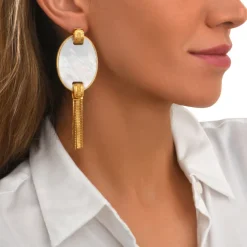 Ashanti pierced stud earrings – white