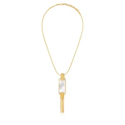 Ashanti rectangular mother-of-pearl pendant necklace – white