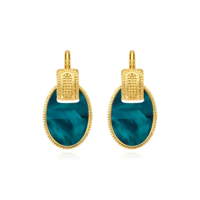 Ashanti sleeper earrings – turquoise and green