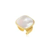 Ashanti Square Adjustable Ring – White