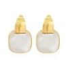 Ashanti square pierced stud earrings – white