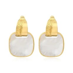 Ashanti square pierced stud earrings – white