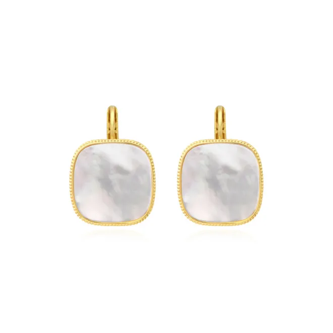 Ashanti square sleeper earrings – white