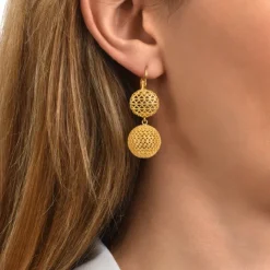Betty double sleeper earrings - gold