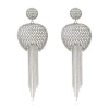 Betty pierced stud earrings in metal and chains - silver